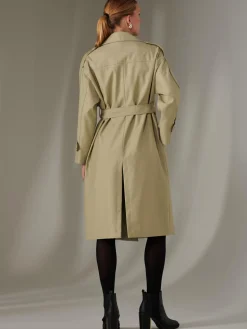 Double Breasted Trench Coat, Stone