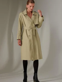 Double Breasted Trench Coat, Stone