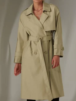 Double Breasted Trench Coat, Stone