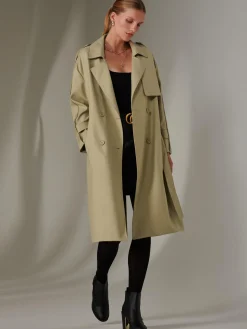Double Breasted Trench Coat, Stone