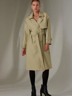 Double Breasted Trench Coat, Stone