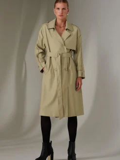 Double Breasted Trench Coat, Stone
