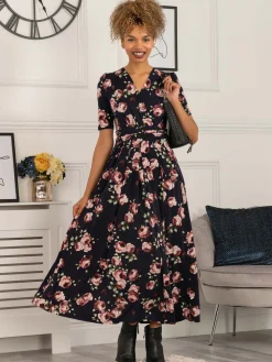 Elisha Print Jersey Maxi Dress, Navy Floral