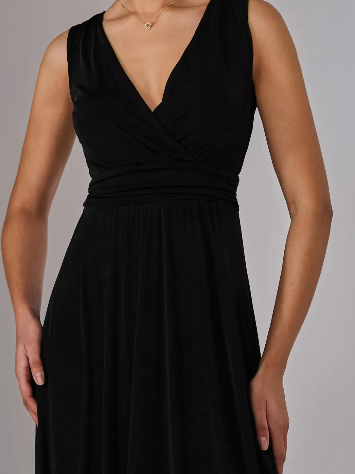 Ella Wrap Bodice Jersey Maxi Dress, Black