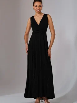 Ella Wrap Bodice Jersey Maxi Dress, Black