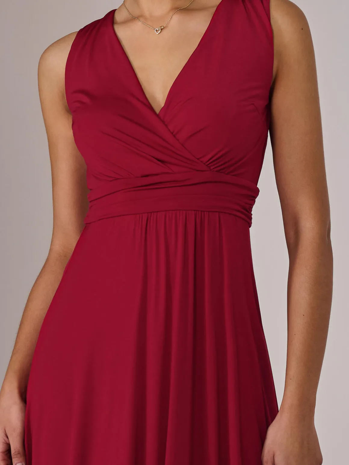 Ella Wrap Bodice Jersey Maxi Dress, Dark Red