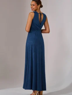 Ella Wrap Bodice Jersey Maxi Dress, Navy