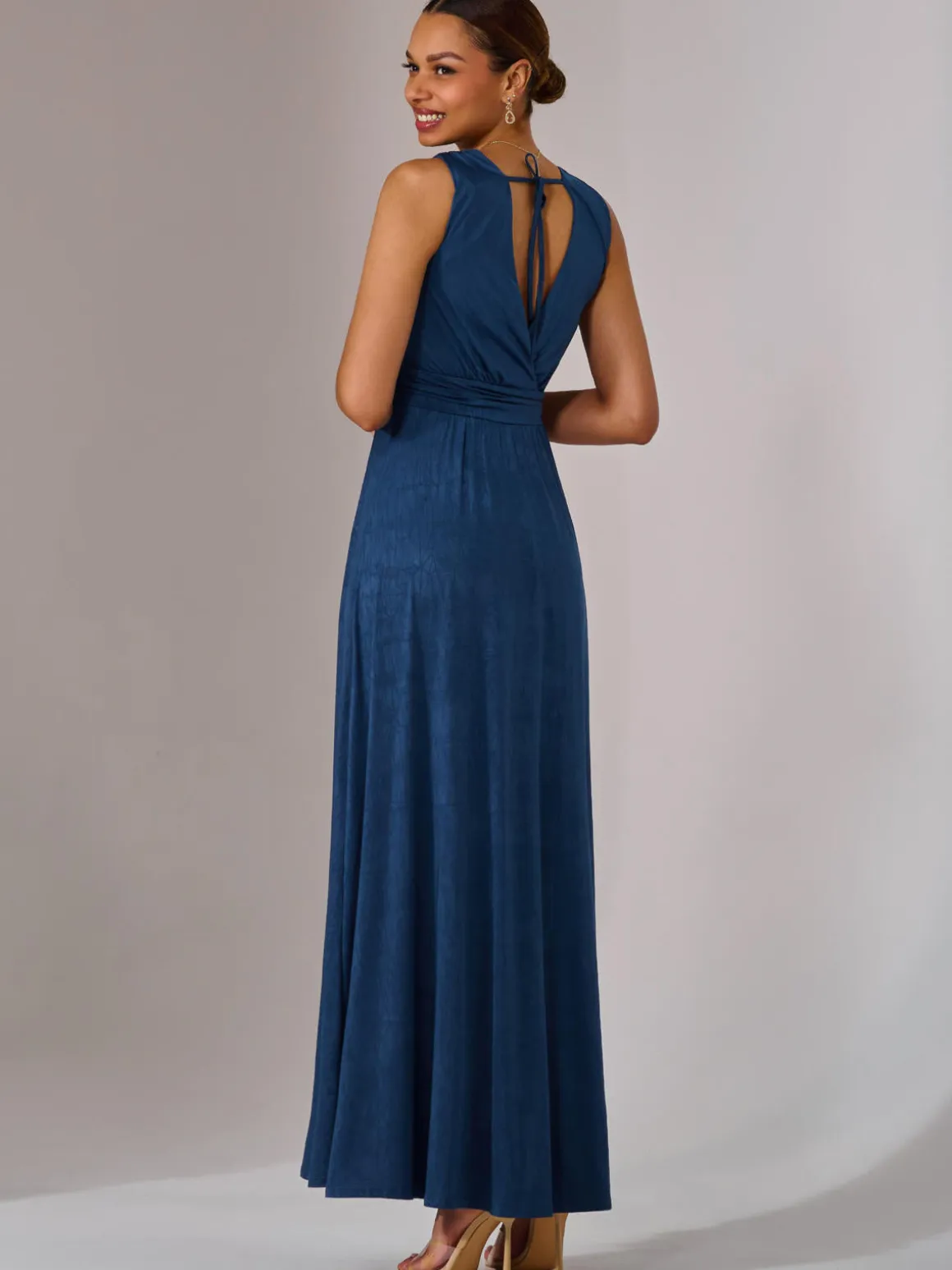 Ella Wrap Bodice Jersey Maxi Dress, Navy