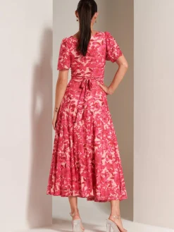Elvira Print Mesh Maxi Dress, Pink Multi