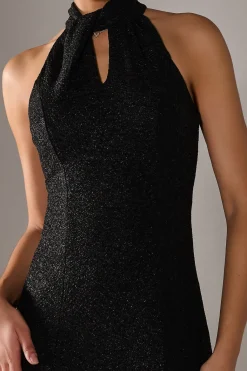 Embellished Fishtail Maxi Dress, Black