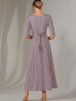 Enya 3/4 Sleeve Jersey Midaxi Dress, Pink Geo