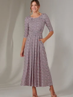 Enya 3/4 Sleeve Jersey Midaxi Dress, Pink Geo