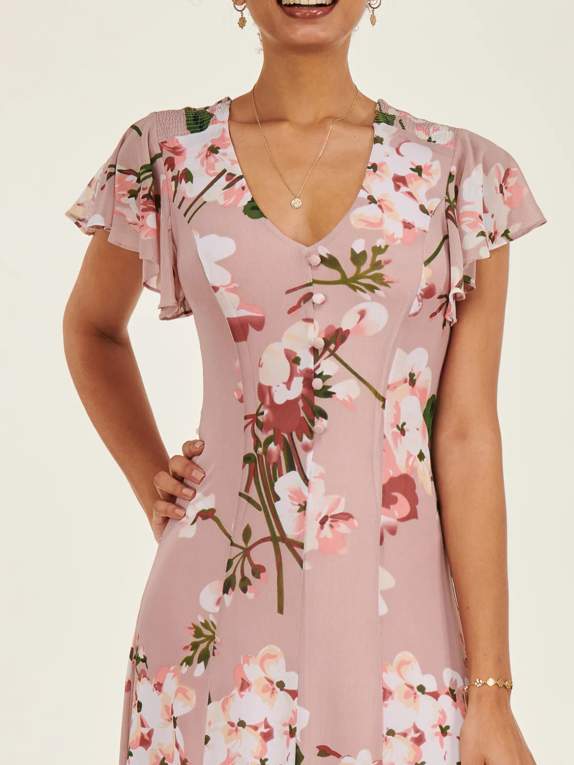 Essie Fit & Flare Mesh Dress, Pink Floral