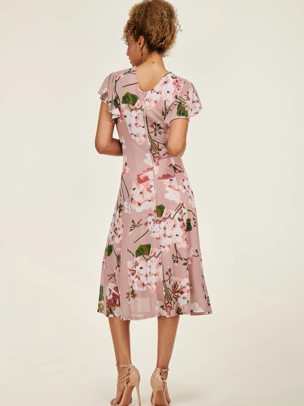 Essie Fit & Flare Mesh Dress, Pink Floral