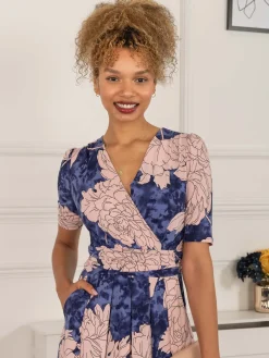 Evita Floral Print Maxi Jersey Dress, Floral Abstract