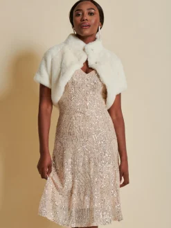 Faux Fur Bolero, Ivory