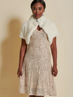 Faux Fur Bolero, Ivory