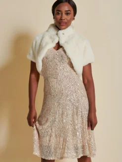 Faux Fur Bolero, Ivory