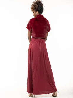 Faux Fur Bolero Jacket, Burgundy