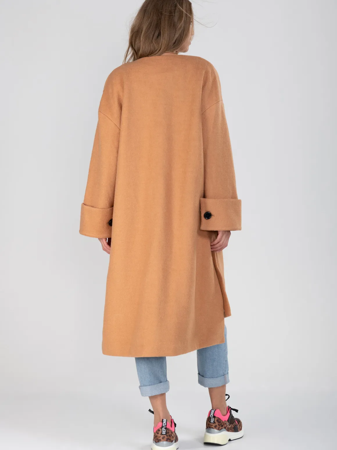 Faux Fur Pocket Padded Inner Coat, Camel