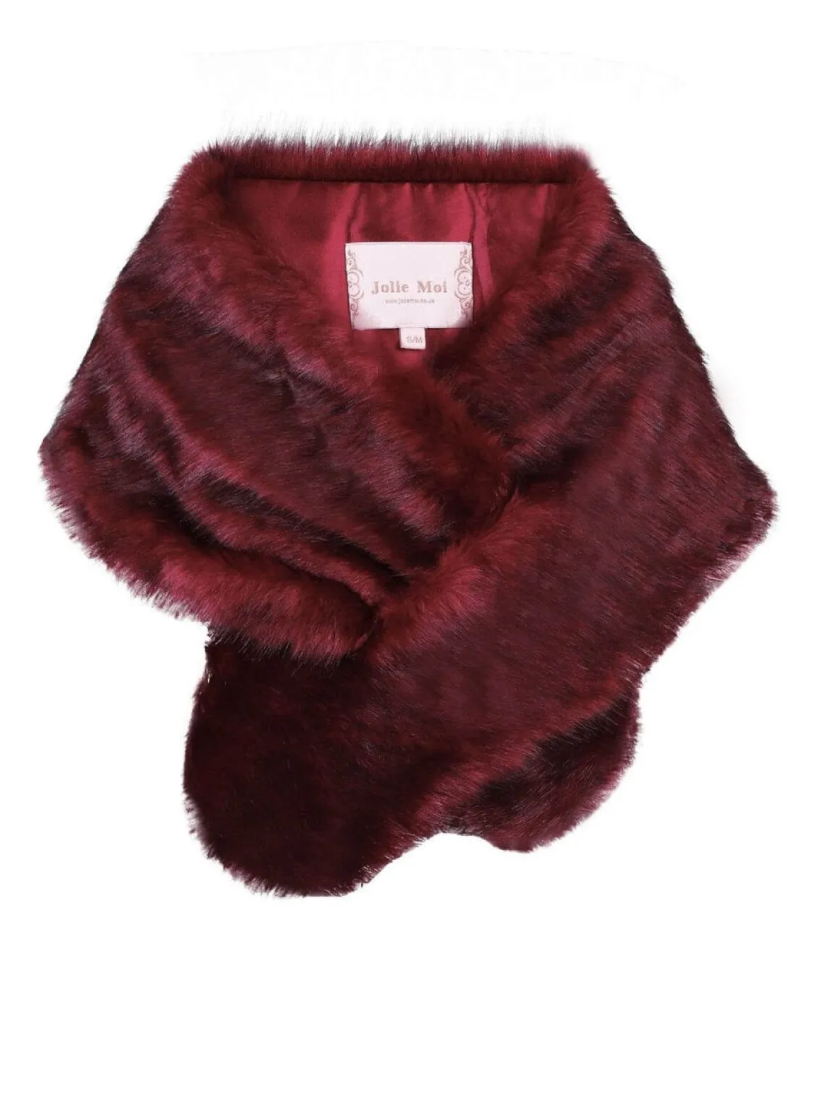Faux Fur Stole Wrap Shawl, Dark Red