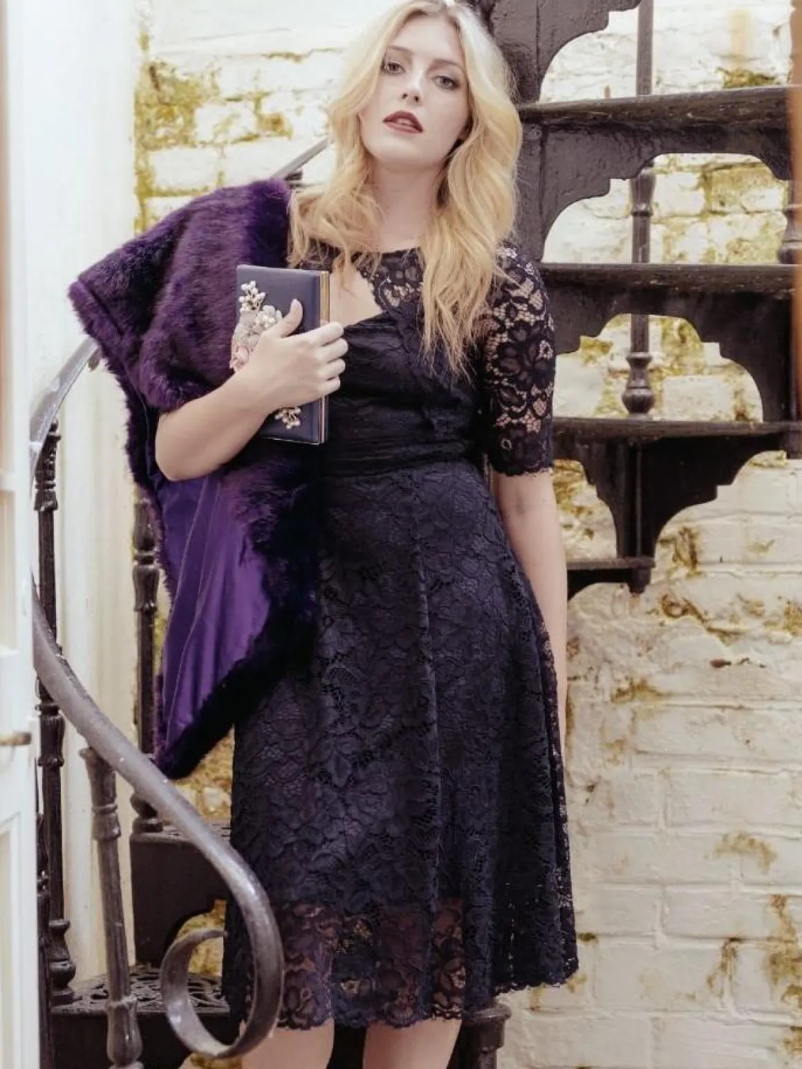 Fit And Flare Lace Midi Dress, Black