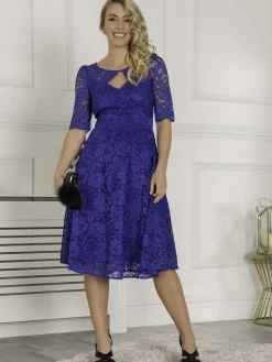 Fit And Flare Lace Midi Dress, Royal Blue