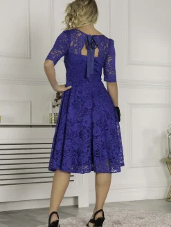 Fit And Flare Lace Midi Dress, Royal Blue