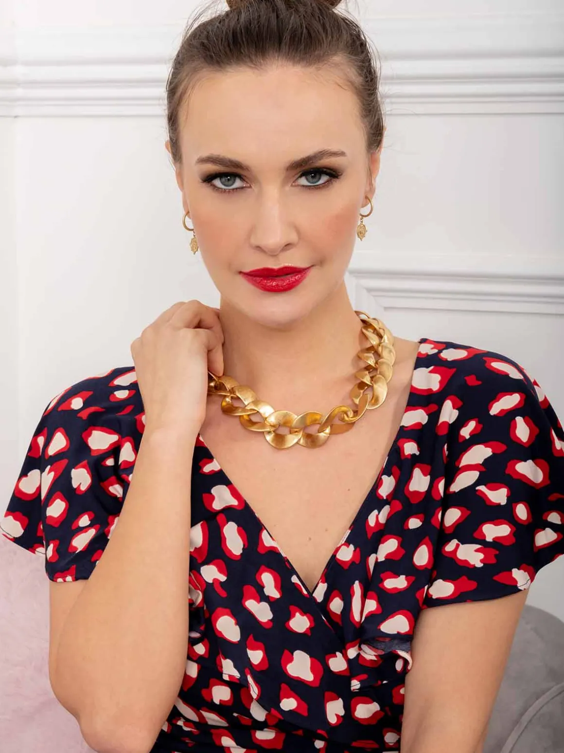 Frilly Midi Dress, Navy Animal