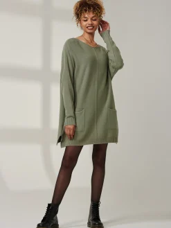 Front Pocket Loose Fit Knit Jumper, Soldier Green