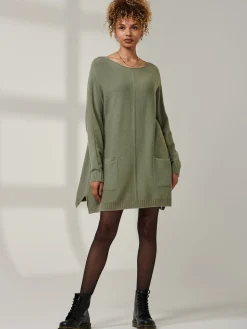 Front Pocket Loose Fit Knit Jumper, Soldier Green