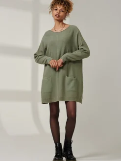 Front Pocket Loose Fit Knit Jumper, Soldier Green