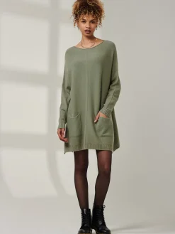 Front Pocket Loose Fit Knit Jumper, Soldier Green