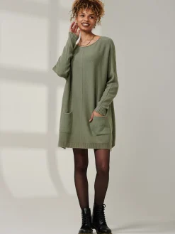 Front Pocket Loose Fit Knit Jumper, Soldier Green