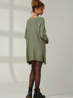 Front Pocket Loose Fit Knit Jumper, Soldier Green