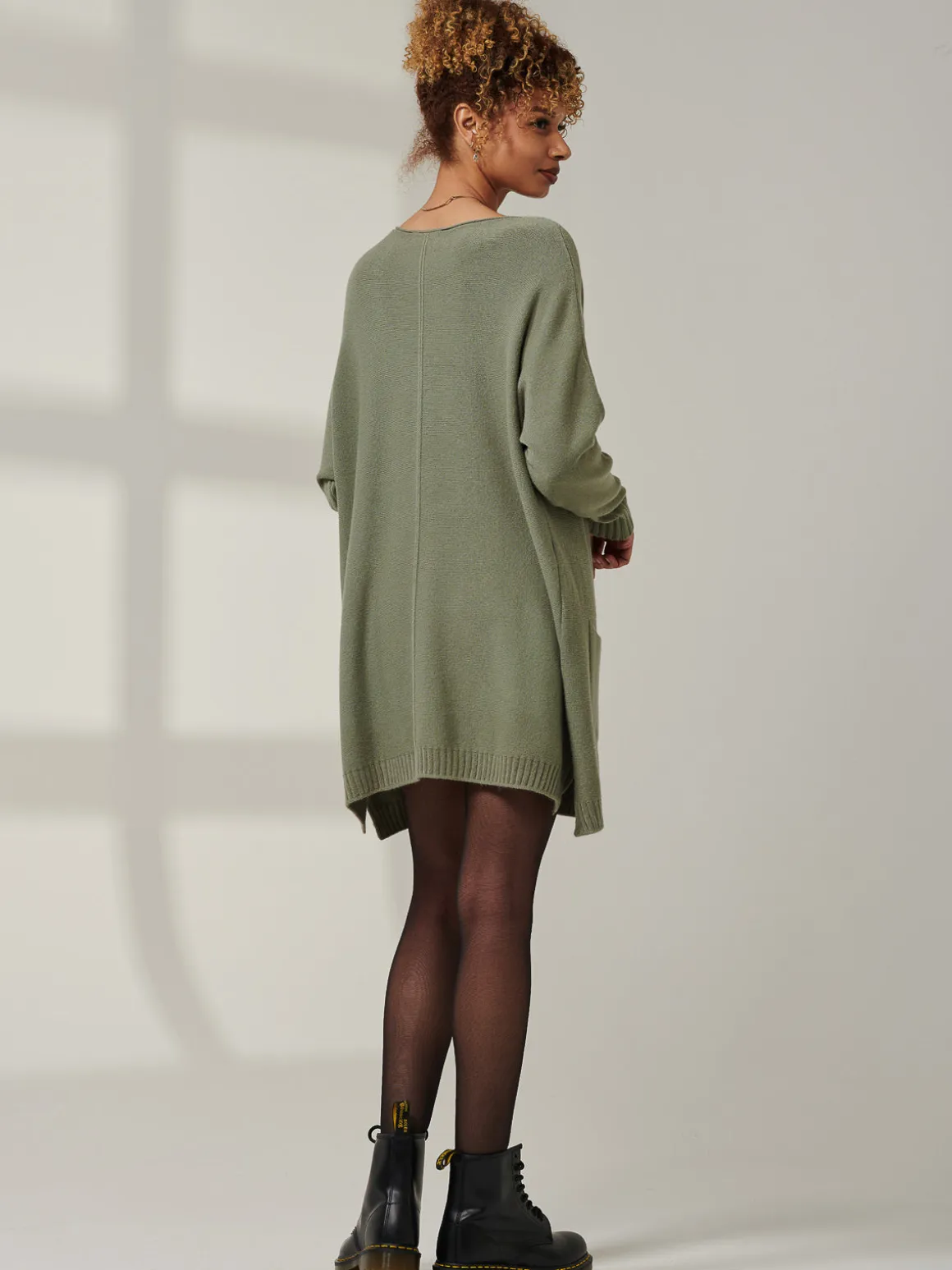 Front Pocket Loose Fit Knit Jumper, Soldier Green