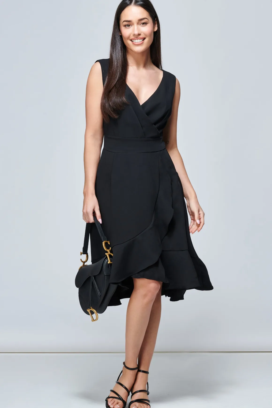 Gayelle Frill Hem Dress, Black