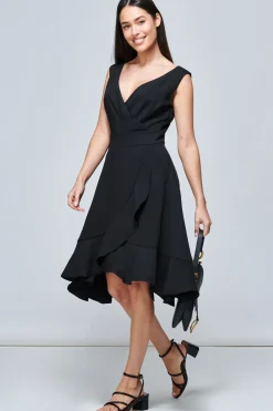 Gayelle Frill Hem Dress, Black