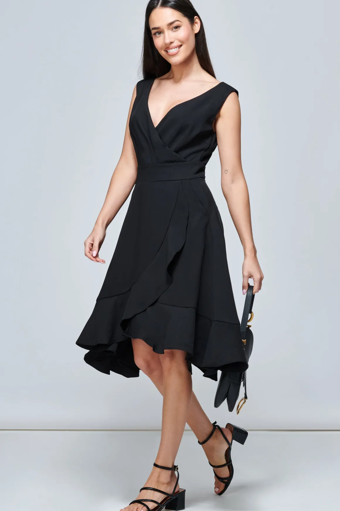 Gayelle Frill Hem Dress, Black