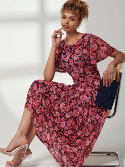 Giana Floral Midi Dress, Navy Floral