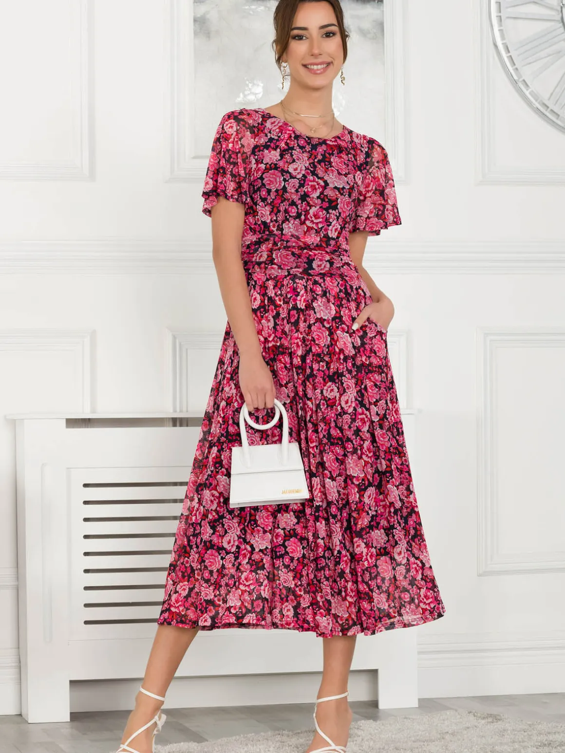 Giana Floral Midi Dress, Navy Floral