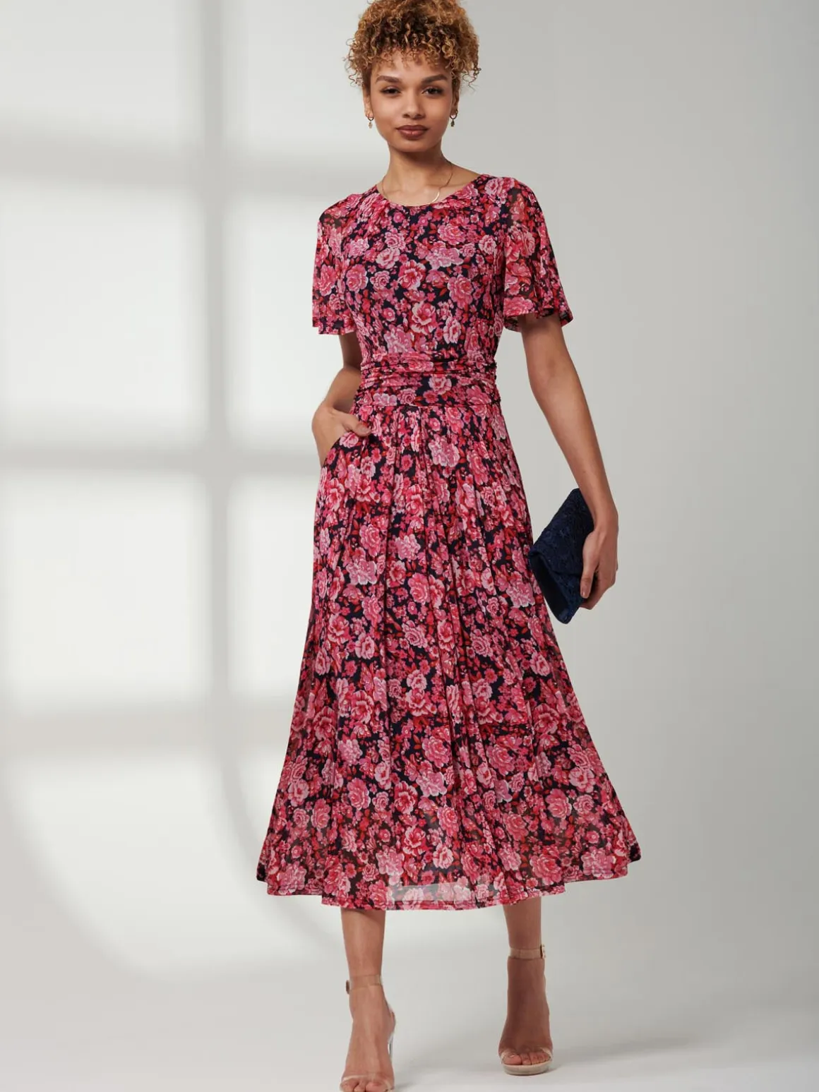 Giana Floral Midi Dress, Navy Floral