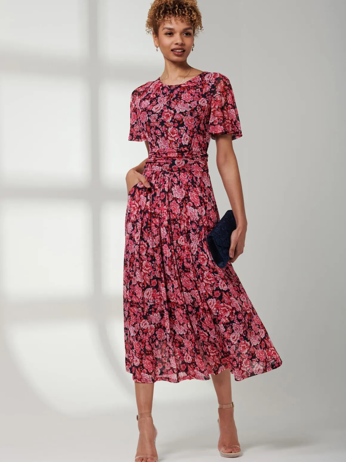 Giana Floral Midi Dress, Navy Floral