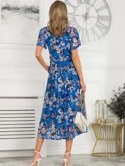 Giana Floral Midi Dress, Royal/Multi