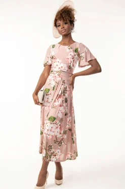 Gianna Floral Midi Dress, Dusty Pink