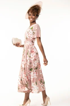 Gianna Floral Midi Dress, Dusty Pink