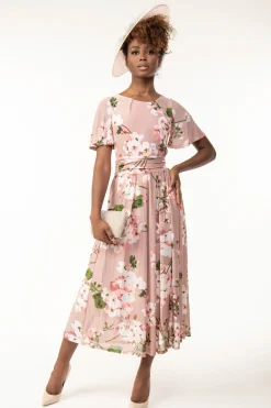 Gianna Floral Midi Dress, Dusty Pink