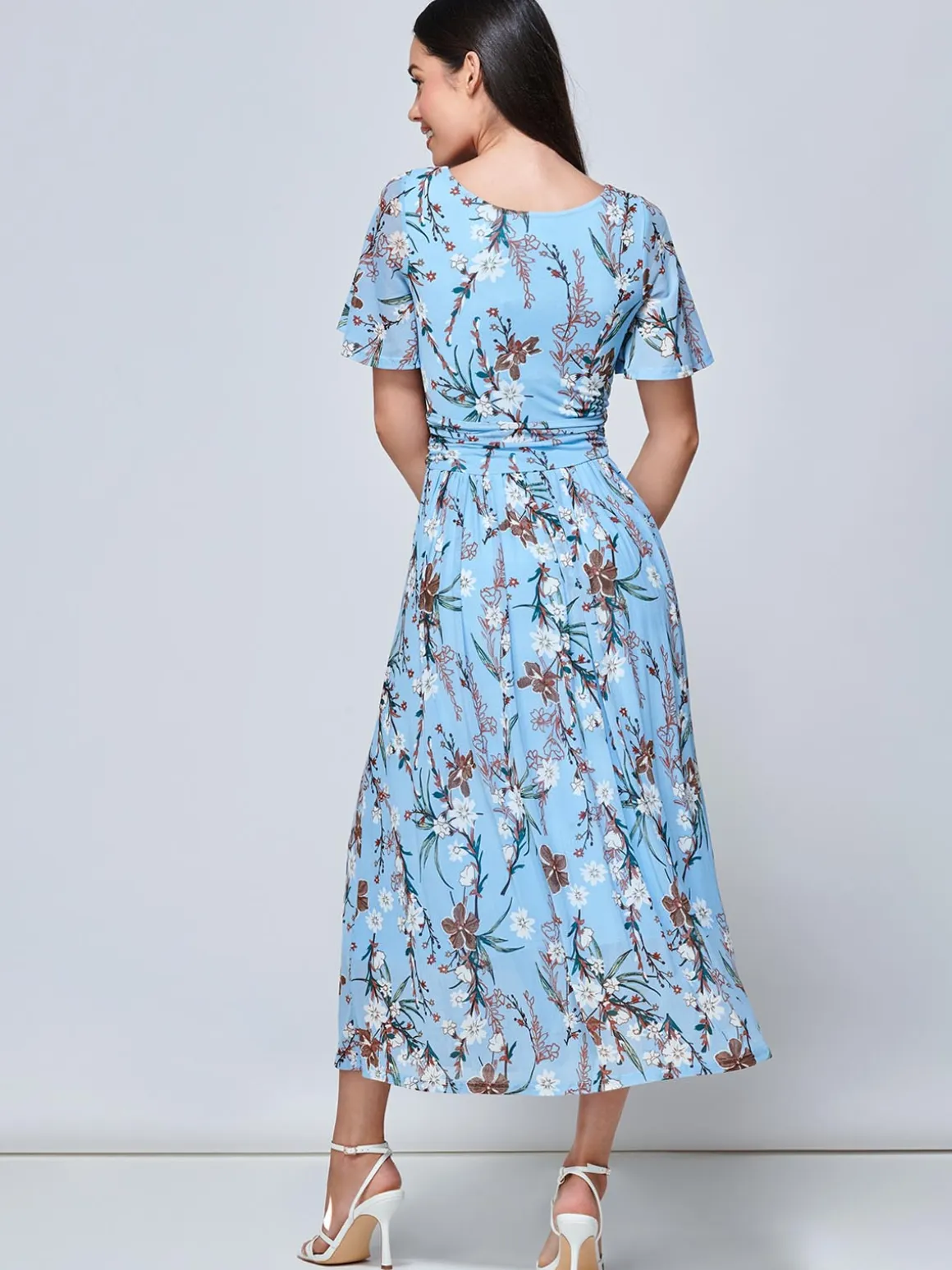 Gianna Floral Midi Dress, Light Blue
