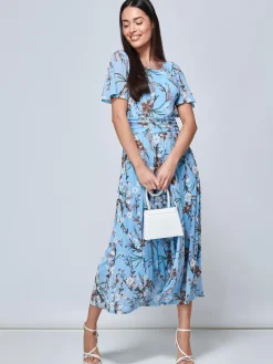 Gianna Floral Midi Dress, Light Blue