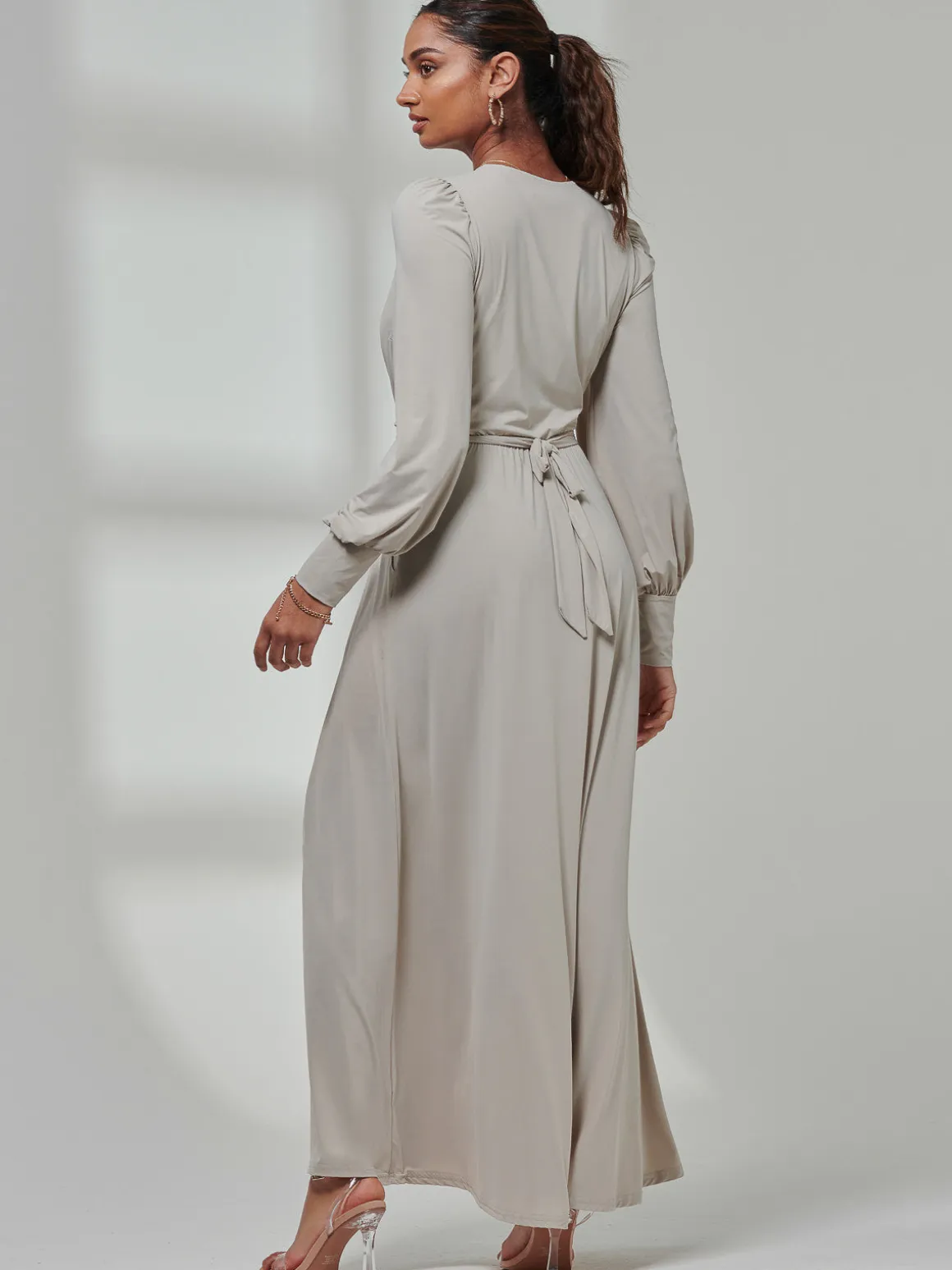 Giulia Long Sleeve Maxi Dress, Dove